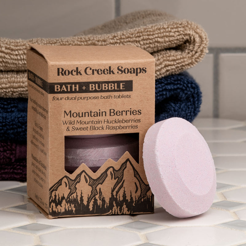 Rock Creek Soaps Bath Bomb Set Bath + Bubble 4pk - Mountain Berries