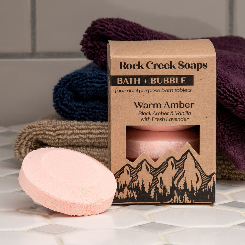 Rock Creek Soaps Bath Bomb Set Bath + Bubble 4pk - Warm Amber
